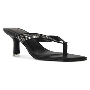 BLACK Suede Studio "Estelle" Sandals BNWOT Heels Women New Crytstals